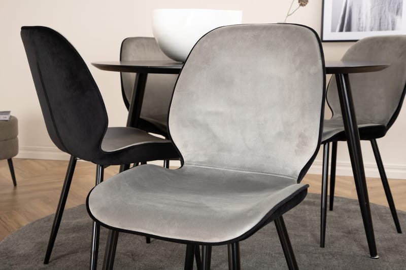 Rund matgrupp Venture Home Grå Svart 4st - Møbler - Bord - Spisegruppe