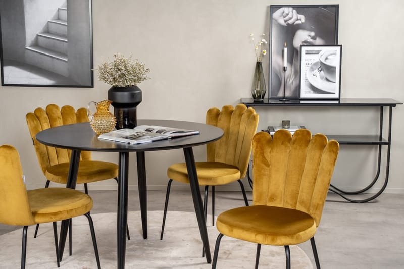 Rund matgrupp Venture Home Gul Svart 4st - Møbler - Bord - Spisegruppe