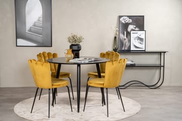 Rund matgrupp Venture Home Gul Svart 4st - Møbler - Bord - Spisegruppe