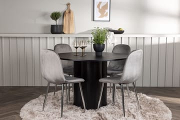 Rund matgrupp Venture Home Ljusgrå Svart 4st - Lysegrå og svart - Møbler - Bord - Spisegruppe