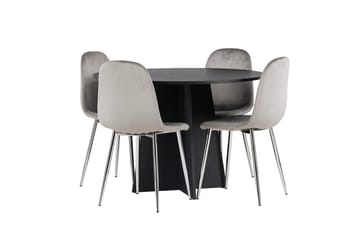 Rund matgrupp Venture Home Ljusgrå Svart 4st - Møbler - Bord - Spisegruppe