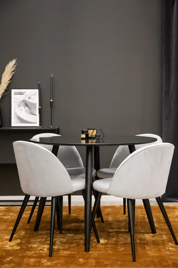 Rund matgrupp Venture Home Ljusgrå Svart 4st - Møbler - Bord - Spisegruppe