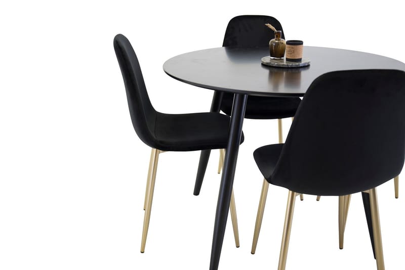 Rund matgrupp Venture Home Mässing Svart 4st - Møbler - Bord - Spisegruppe