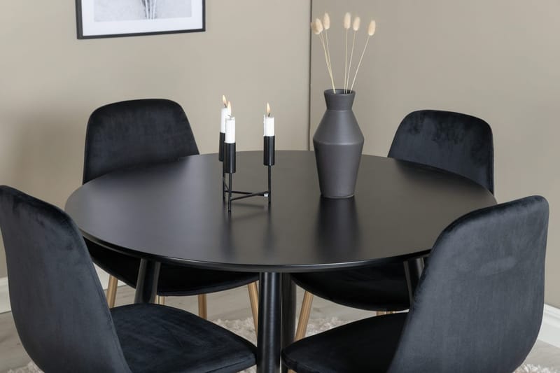 Rund matgrupp Venture Home Mässing Svart 4st - Møbler - Bord - Spisegruppe