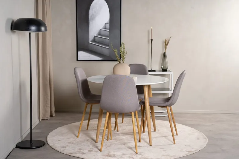 Rund matgrupp Venture Home Mörkbeige Vit Natur - Møbler - Bord - Spisegruppe