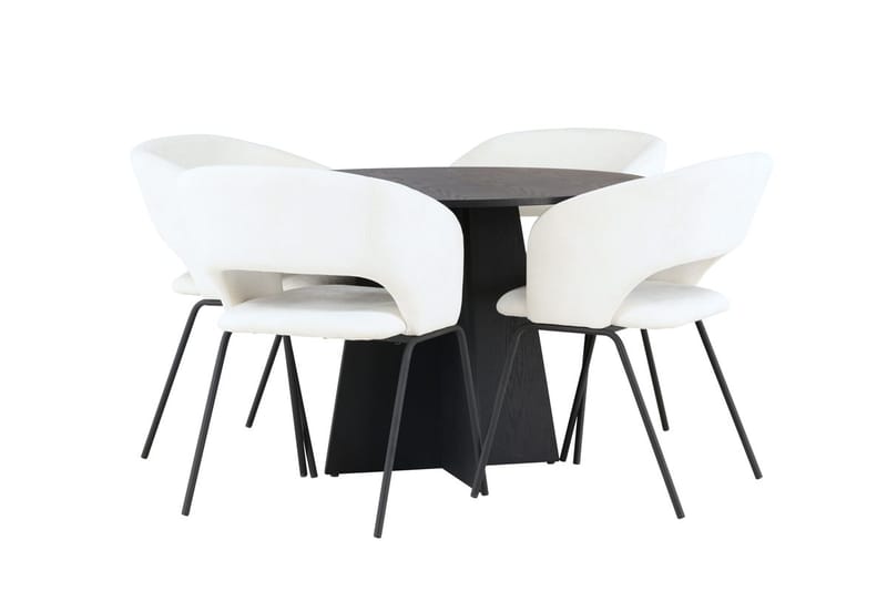 Rund matgrupp Venture Home Offwhite Svart 4st - Møbler - Bord - Spisegruppe