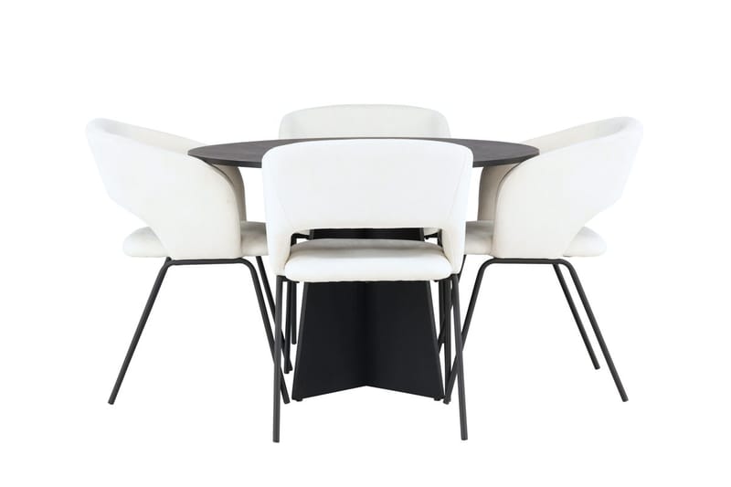 Rund matgrupp Venture Home Offwhite Svart 4st - Møbler - Bord - Spisegruppe