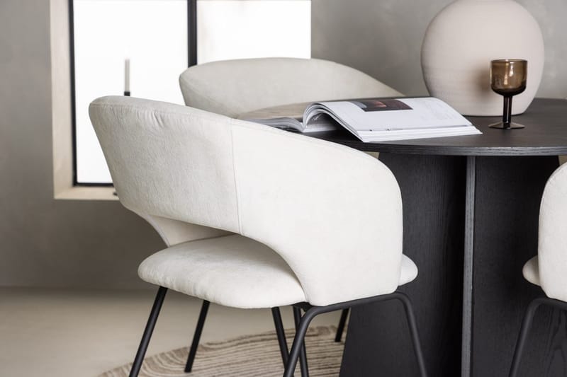 Rund matgrupp Venture Home Offwhite Svart 4st - Møbler - Bord - Spisegruppe