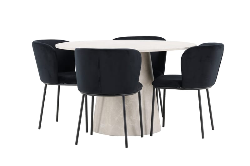 Rund matgrupp Venture Home Svart Beige 4st - Møbler - Bord - Spisegruppe