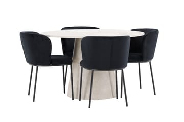 Rund matgrupp Venture Home Svart Beige 4st - Møbler - Bord - Spisegruppe