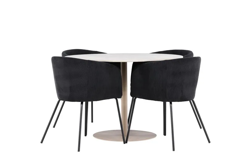 Rund matgrupp Venture Home Svart Beige 4st - Møbler - Bord - Spisegruppe