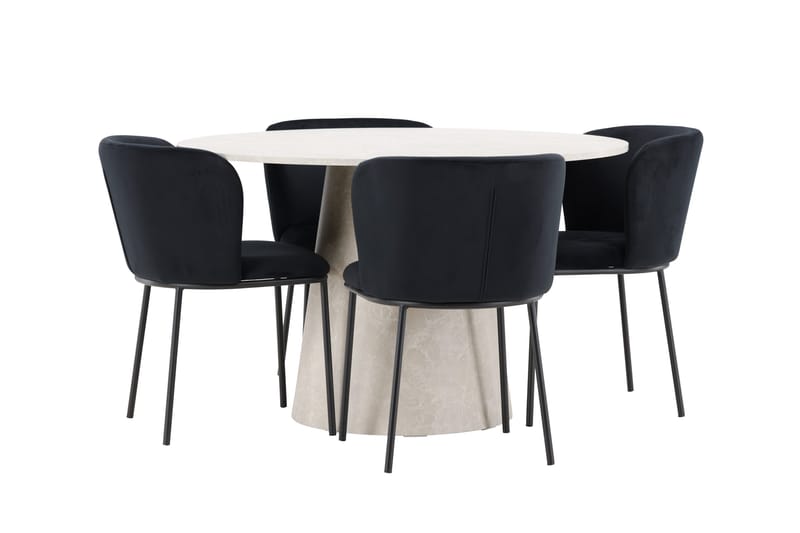 Rund matgrupp Venture Home Svart Beige 4st - Møbler - Bord - Spisegruppe