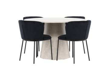 Rund matgrupp Venture Home Svart Beige 4st - Møbler - Bord - Spisegruppe