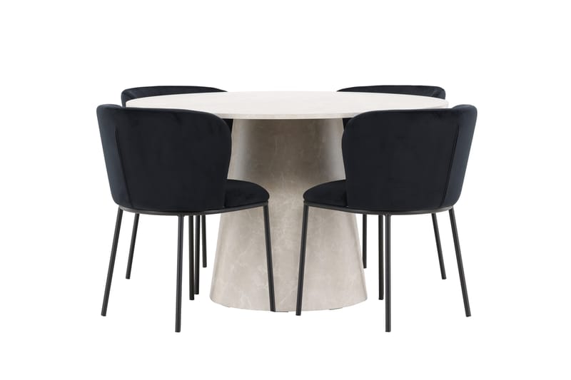 Rund matgrupp Venture Home Svart Beige 4st - Møbler - Bord - Spisegruppe