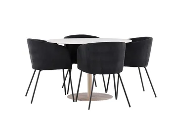 Rund matgrupp Venture Home Svart Beige 4st - Møbler - Bord - Spisegruppe