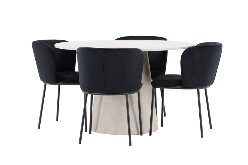 Rund matgrupp Venture Home Svart Beige 4st - Møbler - Bord - Spisegruppe