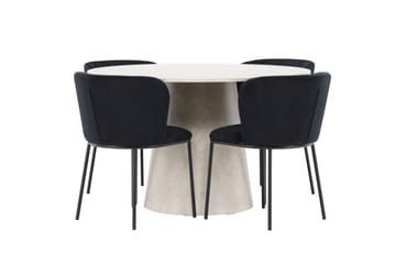 Rund matgrupp Venture Home Svart Beige 4st - Møbler - Bord - Spisegruppe