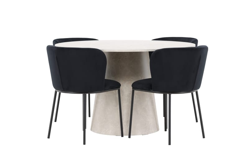 Rund matgrupp Venture Home Svart Beige 4st - Møbler - Bord - Spisegruppe