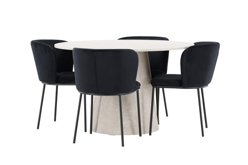 Rund matgrupp Venture Home Svart Beige 4st - Møbler - Bord - Spisegruppe