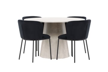 Rund matgrupp Venture Home Svart Beige 4st - Møbler - Bord - Spisegruppe