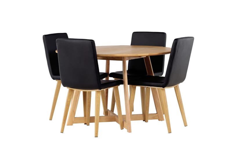 Rund matgrupp Venture Home Svart Brun 4st - Møbler - Bord - Spisegruppe
