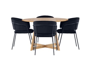 Rund matgrupp Venture Home Svart Brun 4st - Møbler - Bord - Spisegruppe