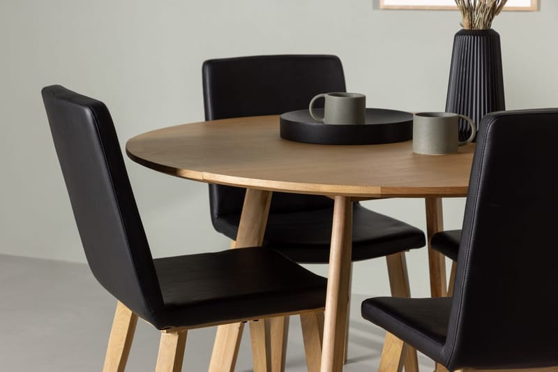 Rund matgrupp Venture Home Svart Brun 4st - Møbler - Bord - Spisegruppe