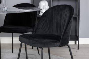 Rund matgrupp Venture Home Svart Grå marmor 4st - Møbler - Bord - Spisegruppe