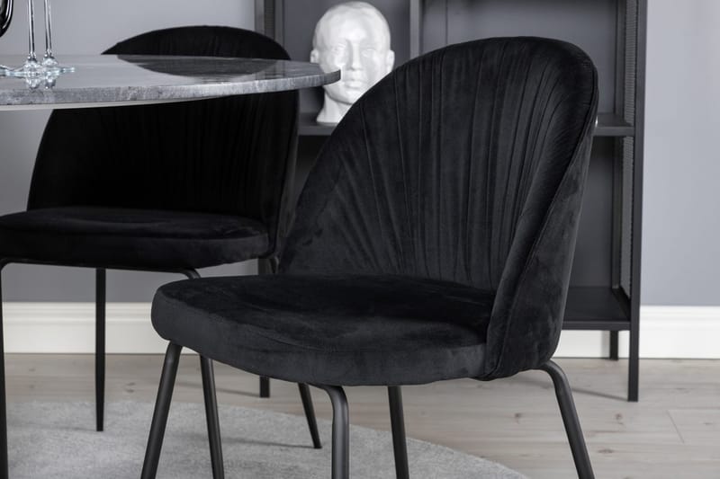 Rund matgrupp Venture Home Svart Grå marmor 4st - Møbler - Bord - Spisegruppe