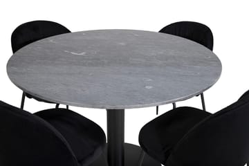 Rund matgrupp Venture Home Svart Grå marmor 4st - Møbler - Bord - Spisegruppe