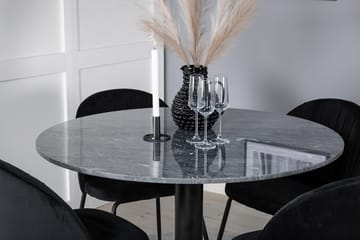 Rund matgrupp Venture Home Svart Grå marmor 4st - Møbler - Bord - Spisegruppe