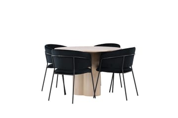Rund matgrupp Venture Home Svart Ljust trä 4st - Møbler - Bord - Spisegruppe