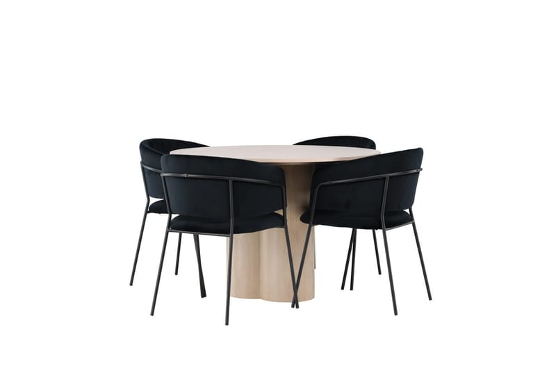 Rund matgrupp Venture Home Svart Ljust trä 4st - Møbler - Bord - Spisegruppe