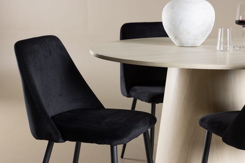 Rund matgrupp Venture Home Svart Ljust trä 4st - Møbler - Bord - Spisegruppe