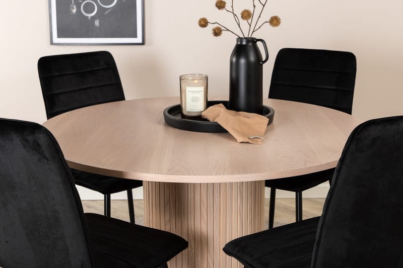 Rund matgrupp Venture Home Svart Ljust trä 4st - Møbler - Bord - Spisegruppe