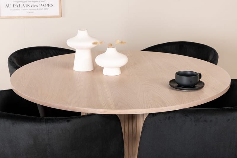Rund matgrupp Venture Home Svart Ljust trä 4st - Møbler - Bord - Spisegruppe