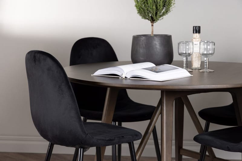 Rund matgrupp Venture Home Svart Mörkbrun 4st - Mørkebrun - Møbler - Bord - Spisegruppe