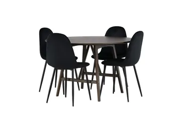 Rund matgrupp Venture Home Svart Mörkbrun 4st - Mørkebrun - Møbler - Bord - Spisegruppe