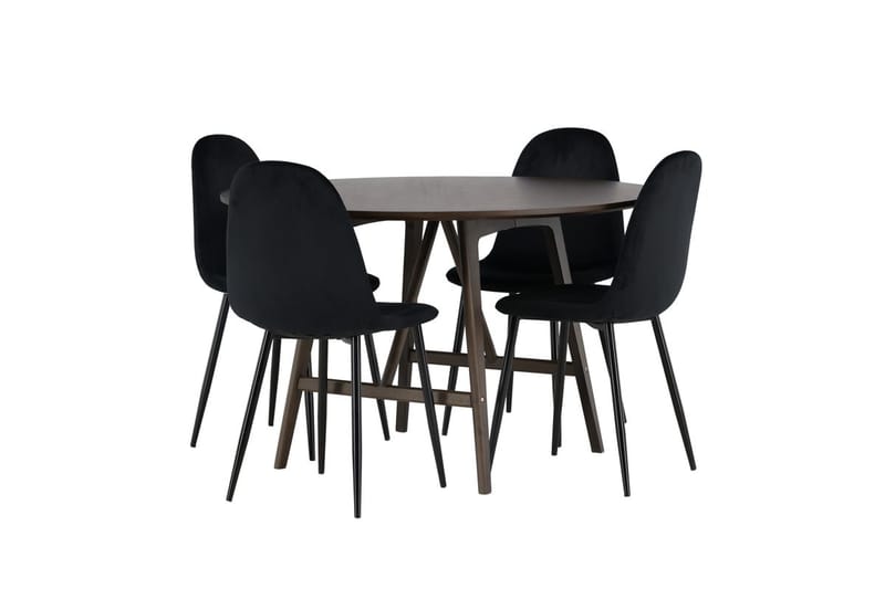Rund matgrupp Venture Home Svart Mörkbrun 4st - Mørkebrun - Møbler - Bord - Spisegruppe