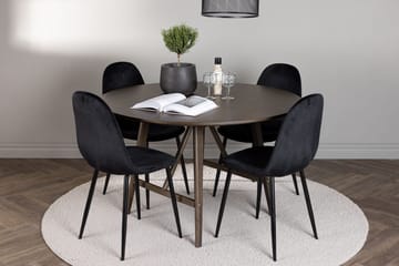 Rund matgrupp Venture Home Svart Mörkbrun 4st - Mørkebrun - Møbler - Bord - Spisegruppe