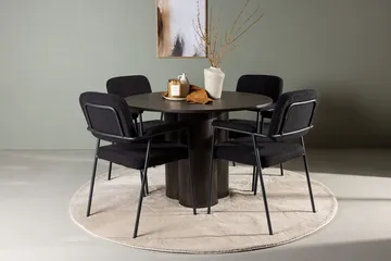 Rund matgrupp Venture Home Svart Mörkt trä 4st - Møbler - Bord - Spisegruppe