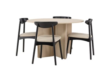 Rund matgrupp Venture Home Svart Natur 4st - Møbler - Bord - Spisegruppe