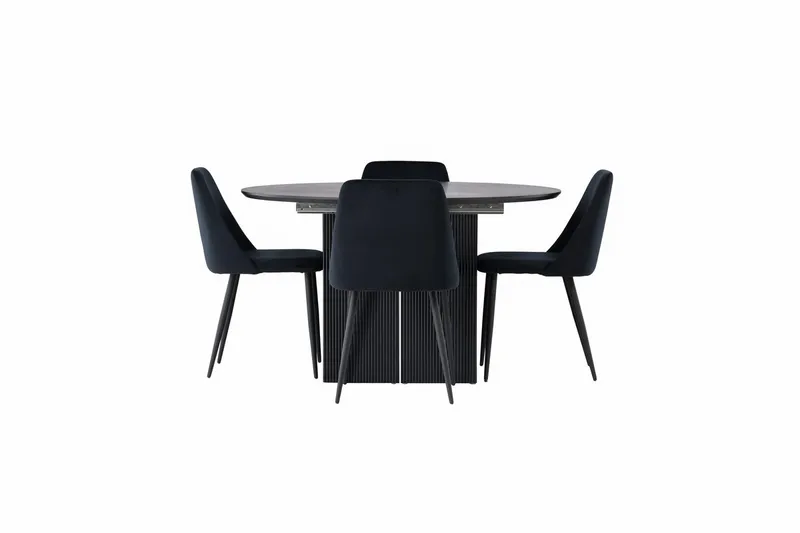 Rund matgrupp Venture Home Svart Svart 4st - Møbler - Bord - Spisegruppe