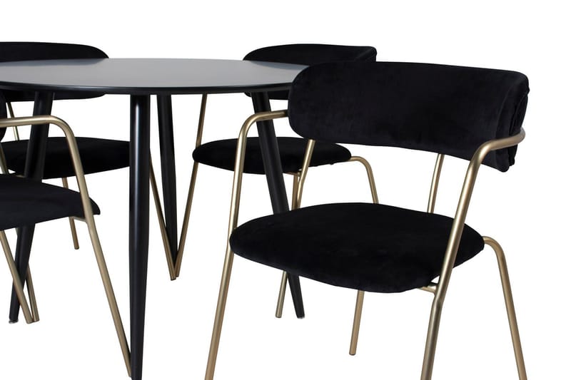 Rund matgrupp Venture Home Svart Svart 4st - Møbler - Bord - Spisegruppe