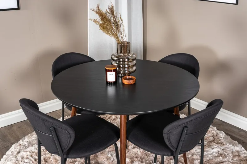 Rund matgrupp Venture Home Svart Svart 4st - Møbler - Bord - Spisegruppe