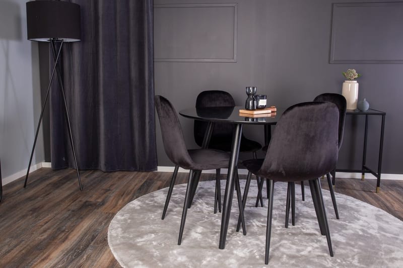 Rund matgrupp Venture Home Svart Svart 4st - Møbler - Bord - Spisegruppe