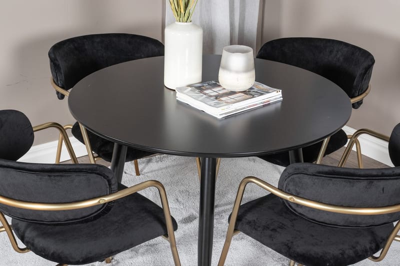 Rund matgrupp Venture Home Svart Svart 4st - Møbler - Bord - Spisegruppe