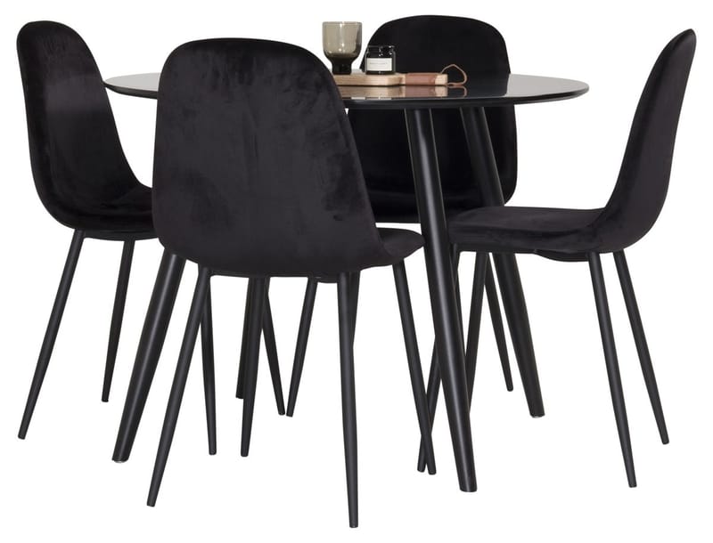 Rund matgrupp Venture Home Svart Svart 4st - Møbler - Bord - Spisegruppe