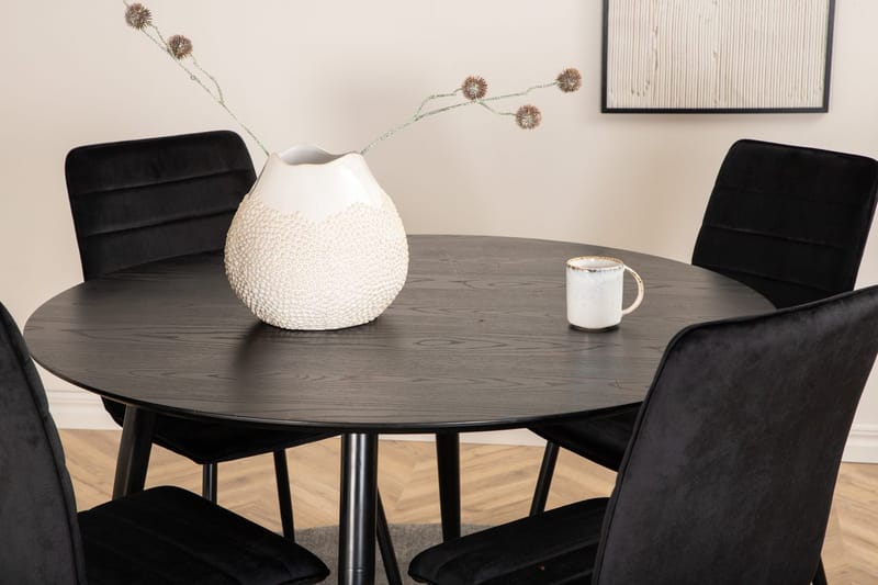 Rund matgrupp Venture Home Svart Svart 4st - Møbler - Bord - Spisegruppe