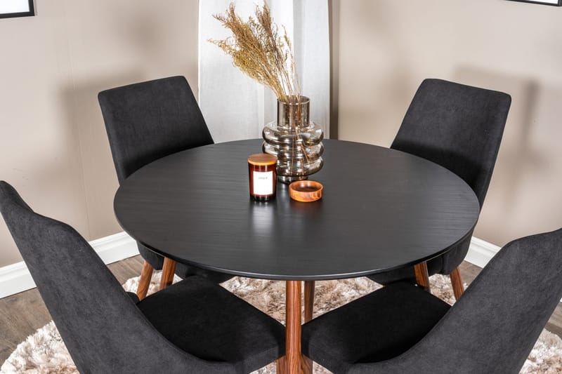 Rund matgrupp Venture Home Svart Svart 4st - Møbler - Bord - Spisegruppe